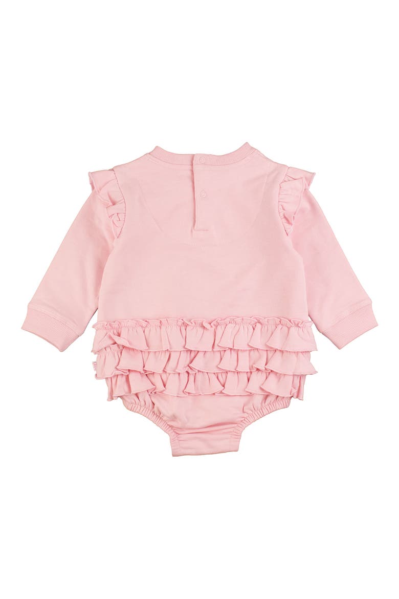 Ruffle Cotton Sweatshirt Bubble Romper, Alternate, color, PINK