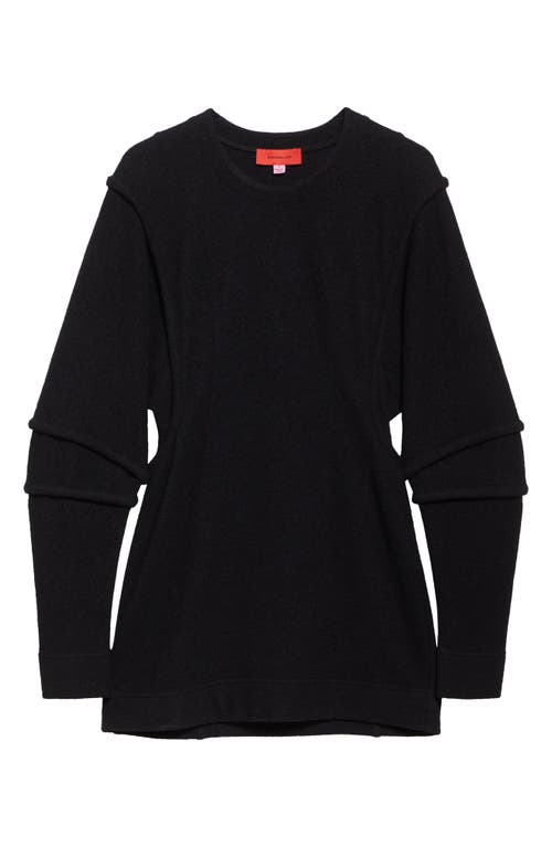 Eckhaus Latta Pallas Long Sleeve Boiled Wool & Cotton Minidress In Black