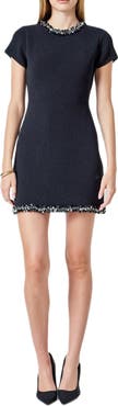 Endless Rose Jewel Trim Knit Minidress