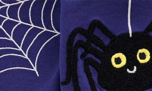 Mini Boden Kids' Halloween Spider Appliqué Cotton Graphic Sweatshirt In Blue
