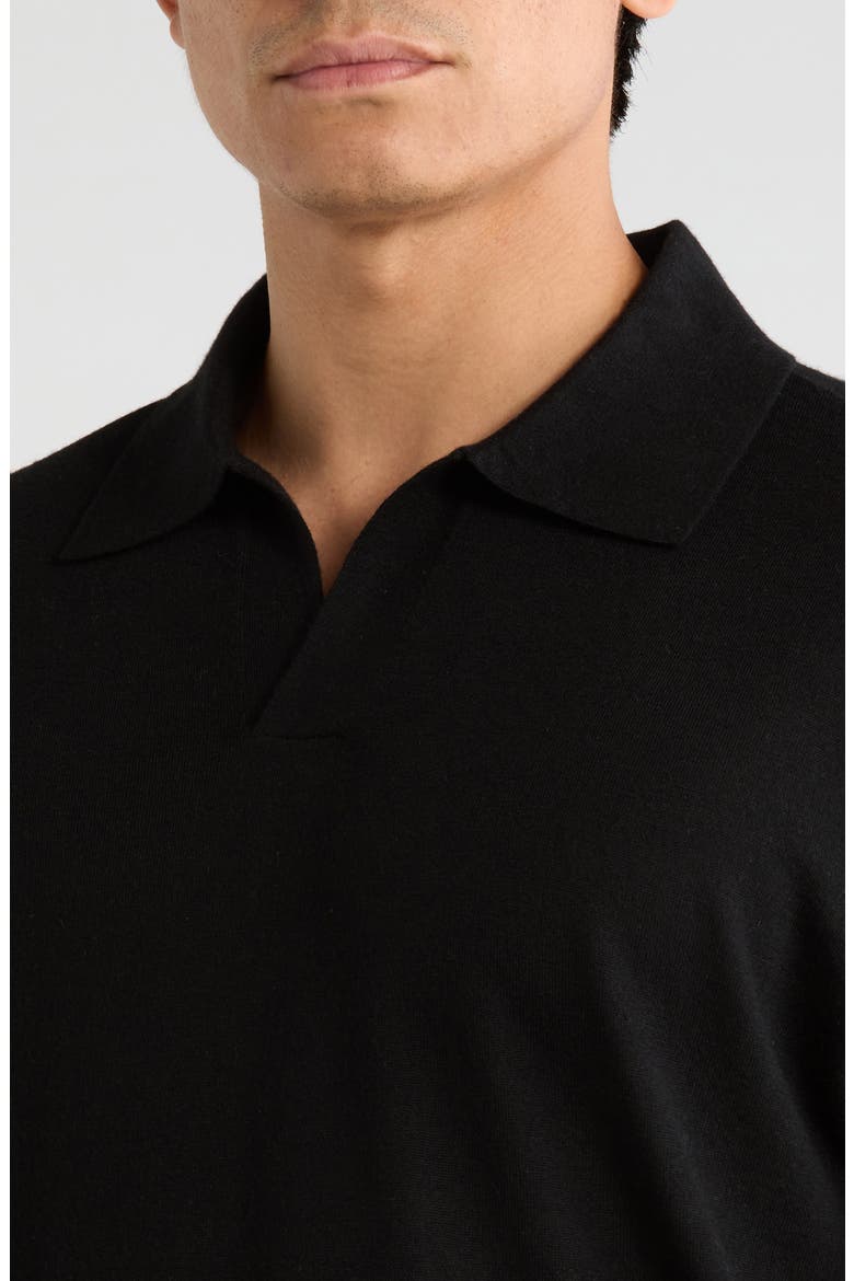 Superfine Merino Wool & Cashmere Sweater Polo, Alternate, color, BLACK