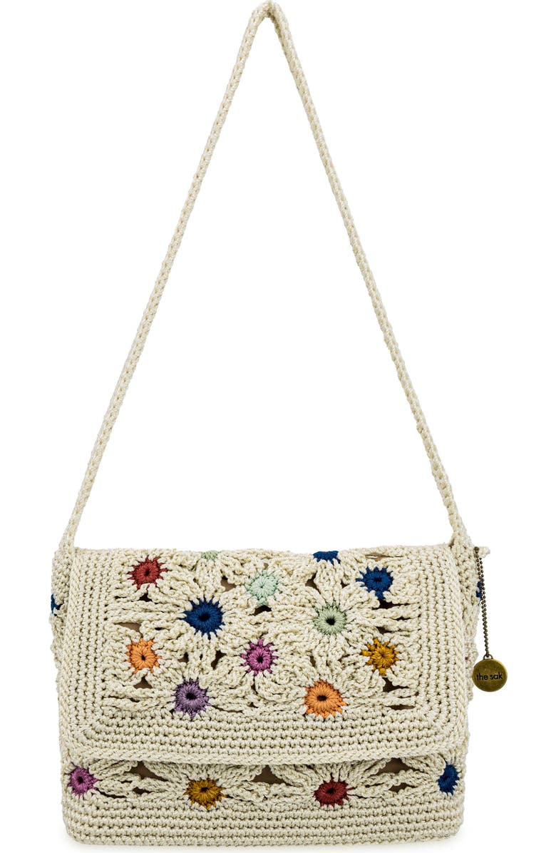 The Sak Marlow Crochet Flap Shoulder, Main, color, Natural Multi Flower