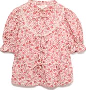 PER UNA BY M&S Floral Lace Inset Tie Front Top