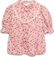 PER UNA BY M&S Floral Lace Inset Tie Front Top
