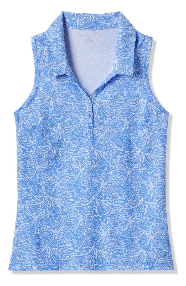 TravisMathew Featherweight Active Racerback Polo, Main, color, Granada Blue Multi