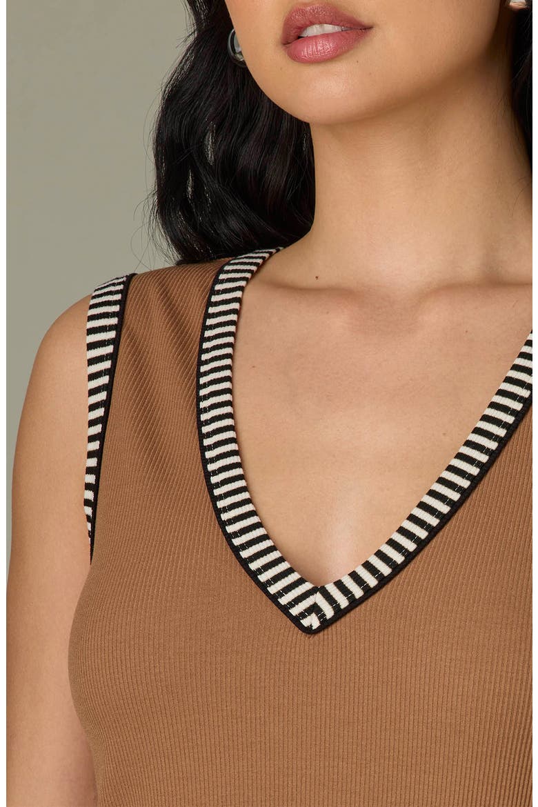 Contrast Binding Rib Tank, Alternate, color, CAMEL/ BLACK