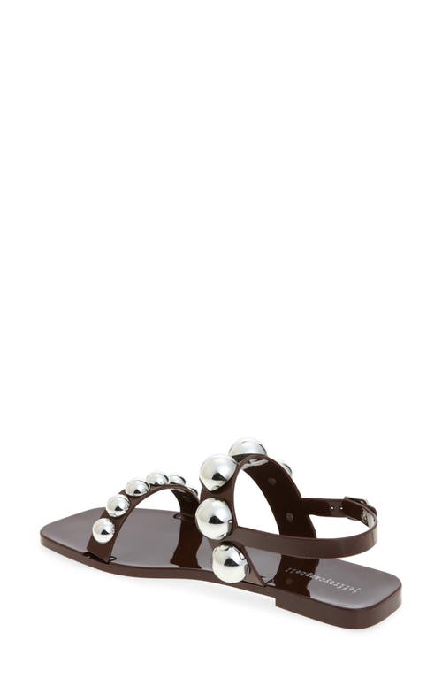 Jeffrey Campbell Gum Drop Studded Jelly Sandals In Brown Silver