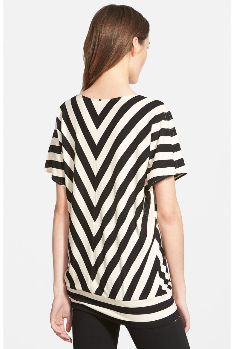 Stripe Dolman Sleeve V-Neck Jersey Top, Alternate, color, LIGHT FLAX