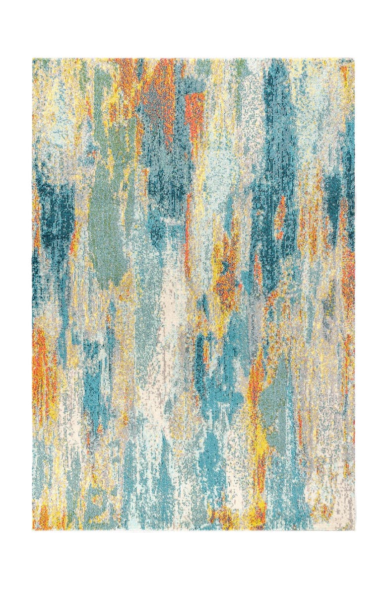 JONATHAN Y Contemporary POP Modern Abstract Vintage Waterfall Area Rug, Alternate, color, Blue/Cream/Yellow