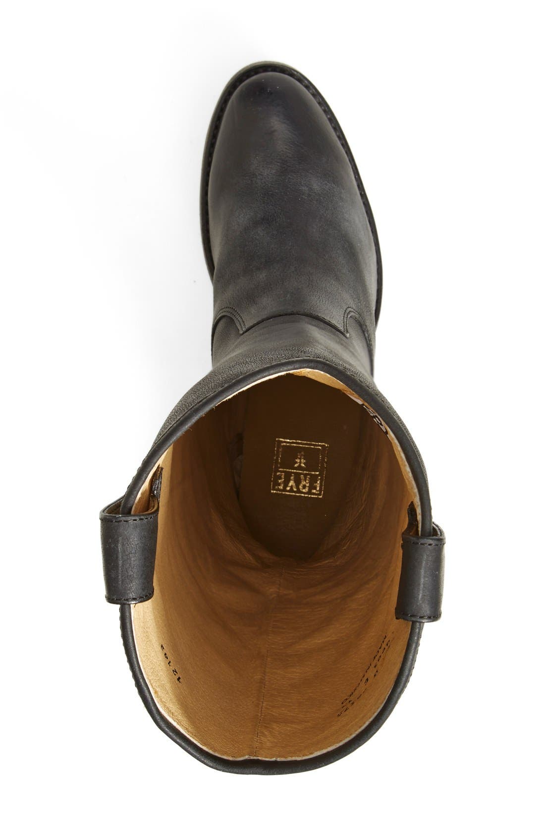 'Jackie Button' Leather Riding Boot, Alternate, color, BLACK