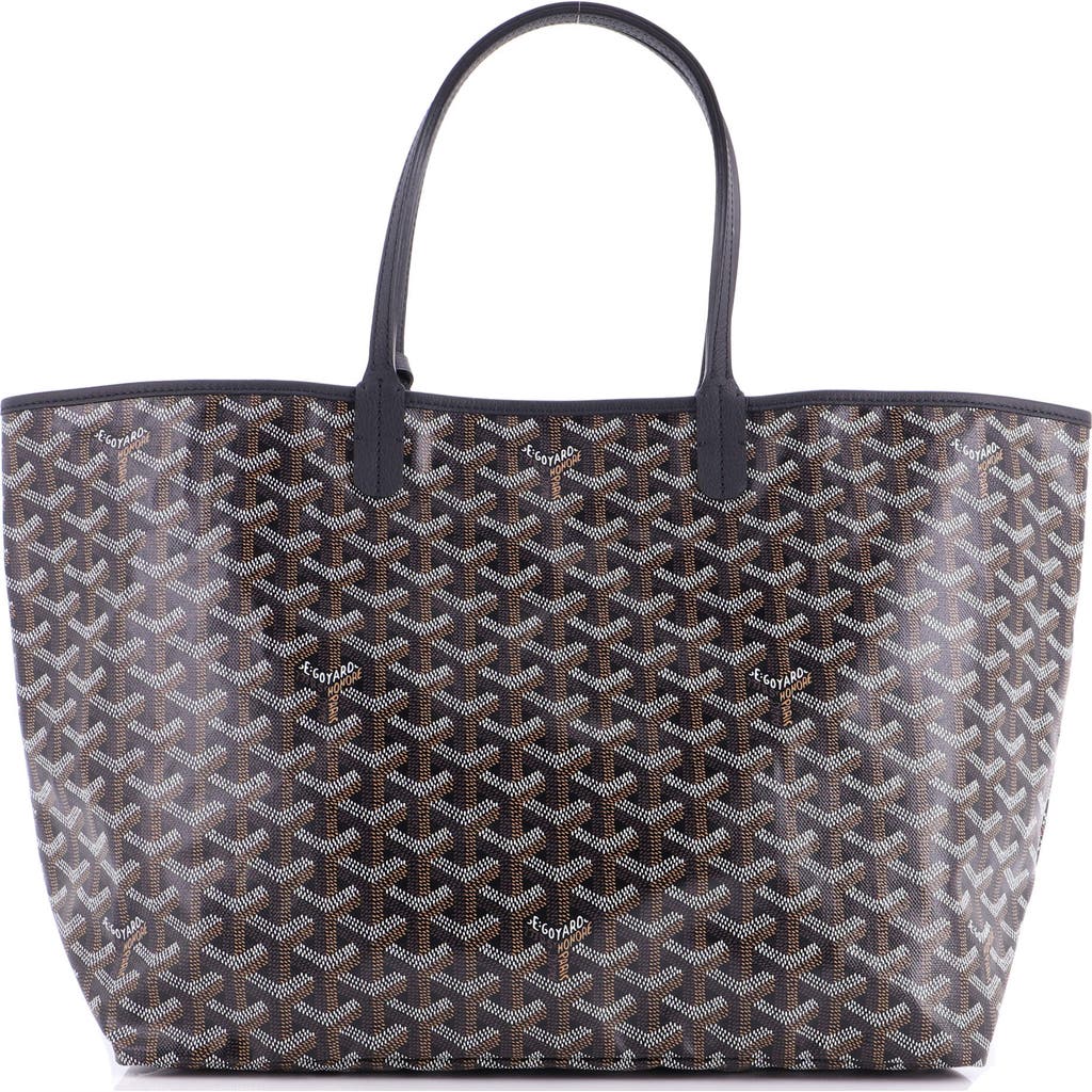 Pre-owned Goyard Goyard Saint Louis Tote Coated Canvas Pm In Black