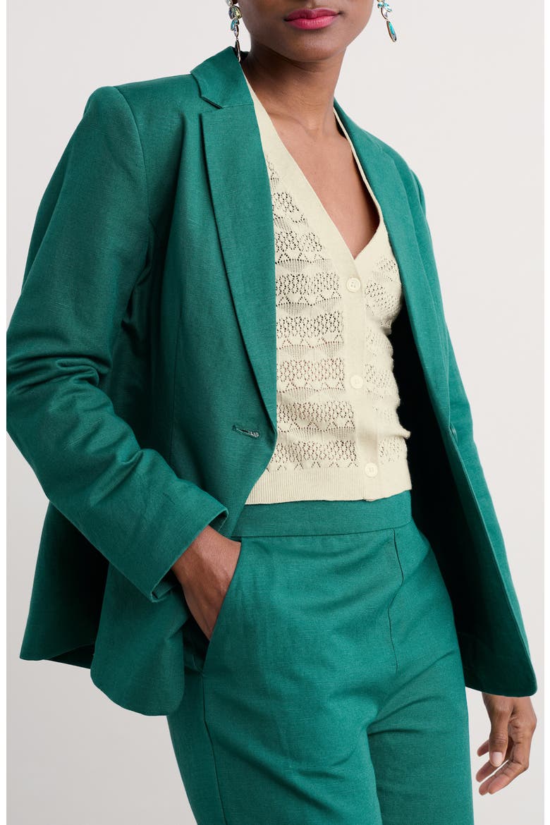 Erica Linen & Organic Cotton Blazer, Main, color, PINE SHOOTS
