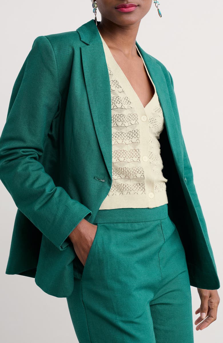 Seasalt Cornwall Erica Linen & Organic Cotton Blazer, Main, color, Pine Shoots
