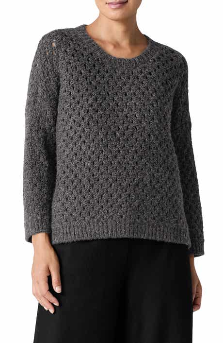 Eileen Fisher Open Stitch Alpaca Crewneck Sweater