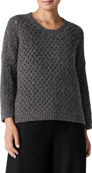 Eileen Fisher Open Stitch Alpaca Crewneck Sweater