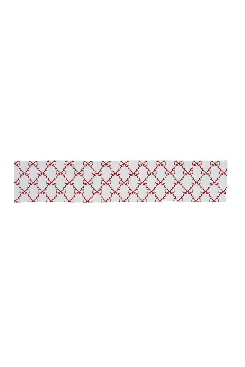 Botanical Candy Cane Bows Christmas Tabletop Runner 14" x 72", Alternate, color, White