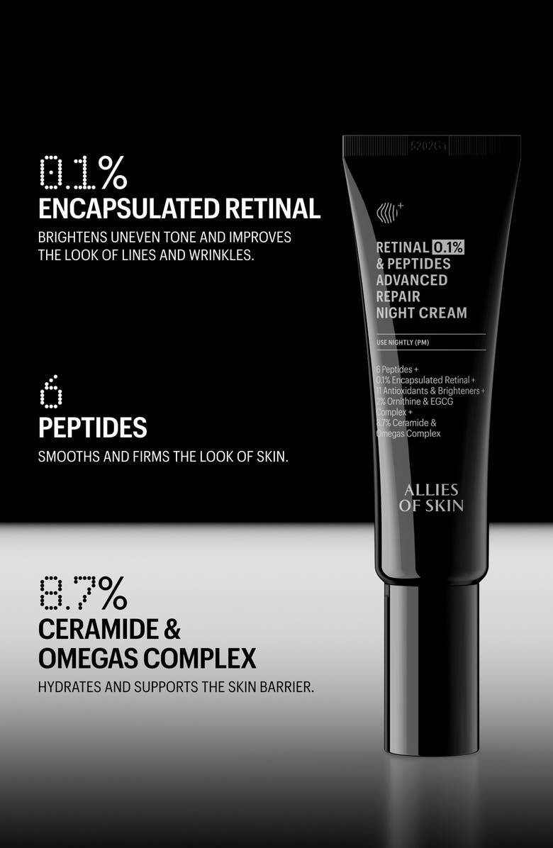 ALLIES OF SKIN Retinal 0.1% & Peptides Advanced Repair Night Cream, Alternate, color, 