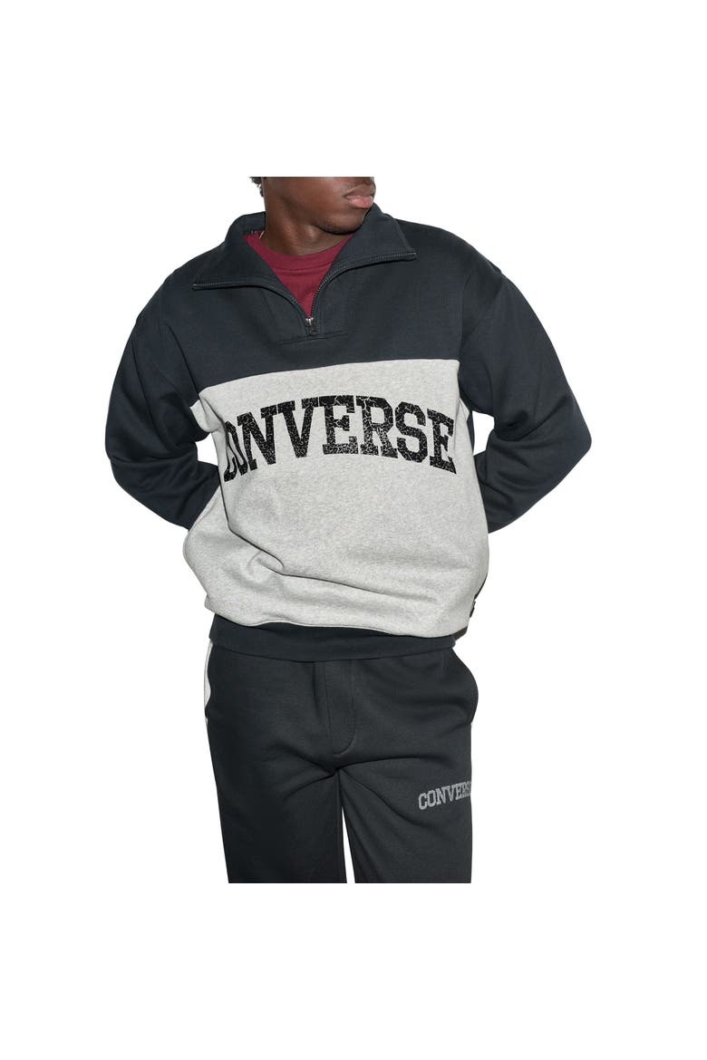 Chuck Color Block Half Zip Sweatshirt, Main, color, CONVERSE BLACK MULTI