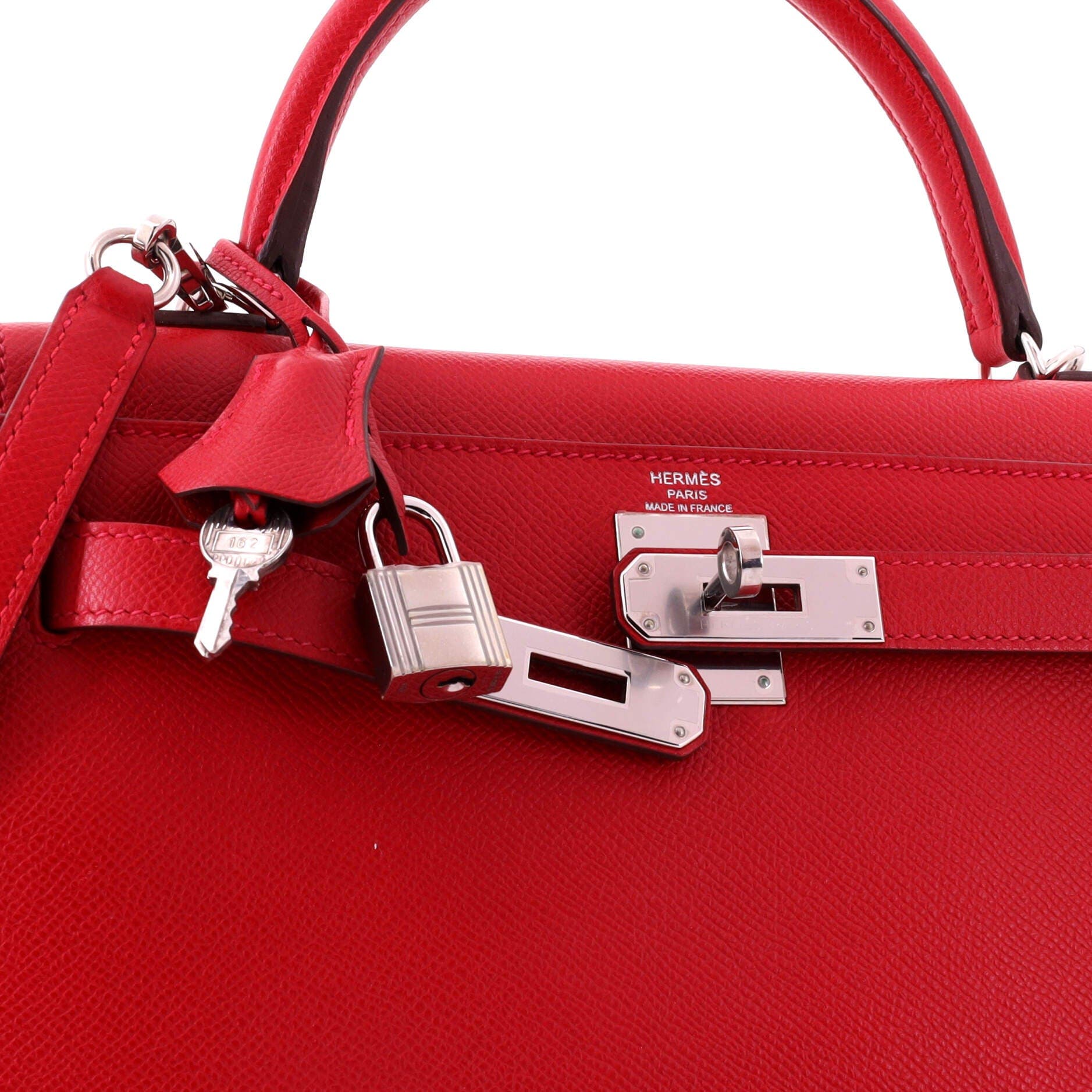 Pre-Owned Hermes Kelly Handbag Red Epsom with Palladium Hardware 28, Alternate, color, Rouge Casaque