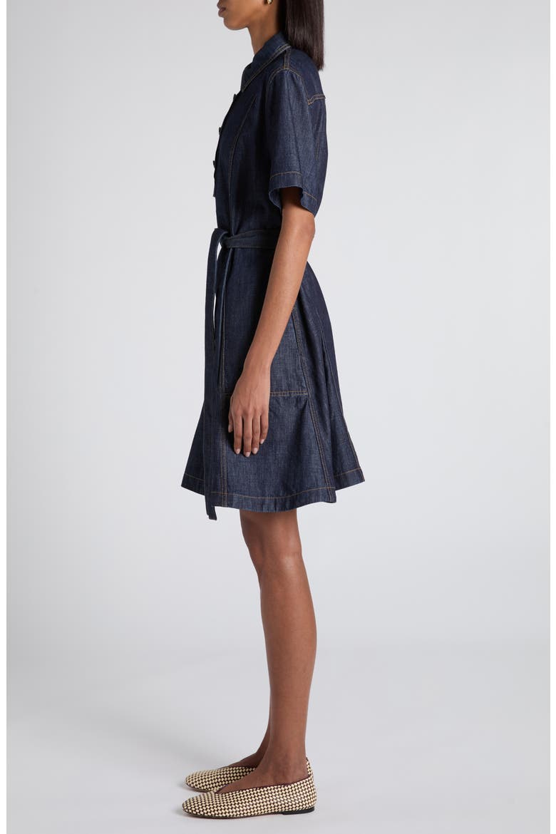 Belted Denim Popover Dress, Alternate, color, 4245 INDIGO