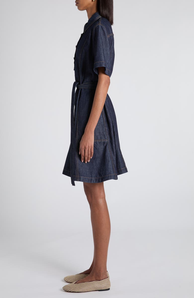 Bottega Veneta Belted Denim Popover Dress, Alternate, color, 4245 Indigo