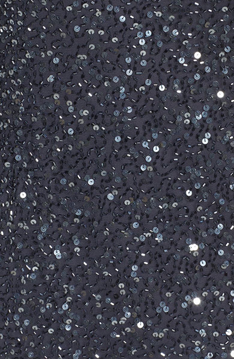 Pisarro Nights Draped Back Beaded Dress, Alternate, color, 