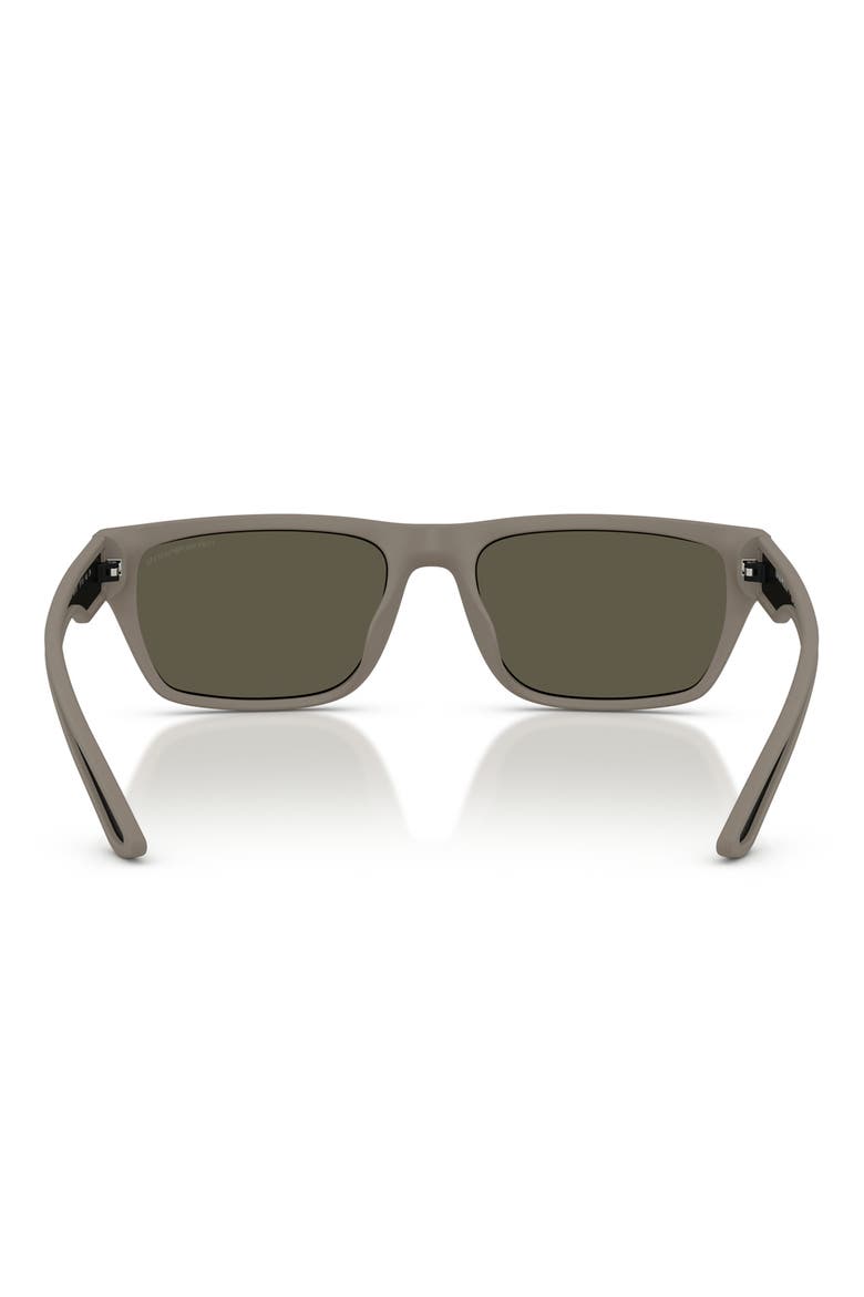57mm Rectangle Sunglasses, Alternate, color, RUBBERIZED MATTE BROWN / GREY