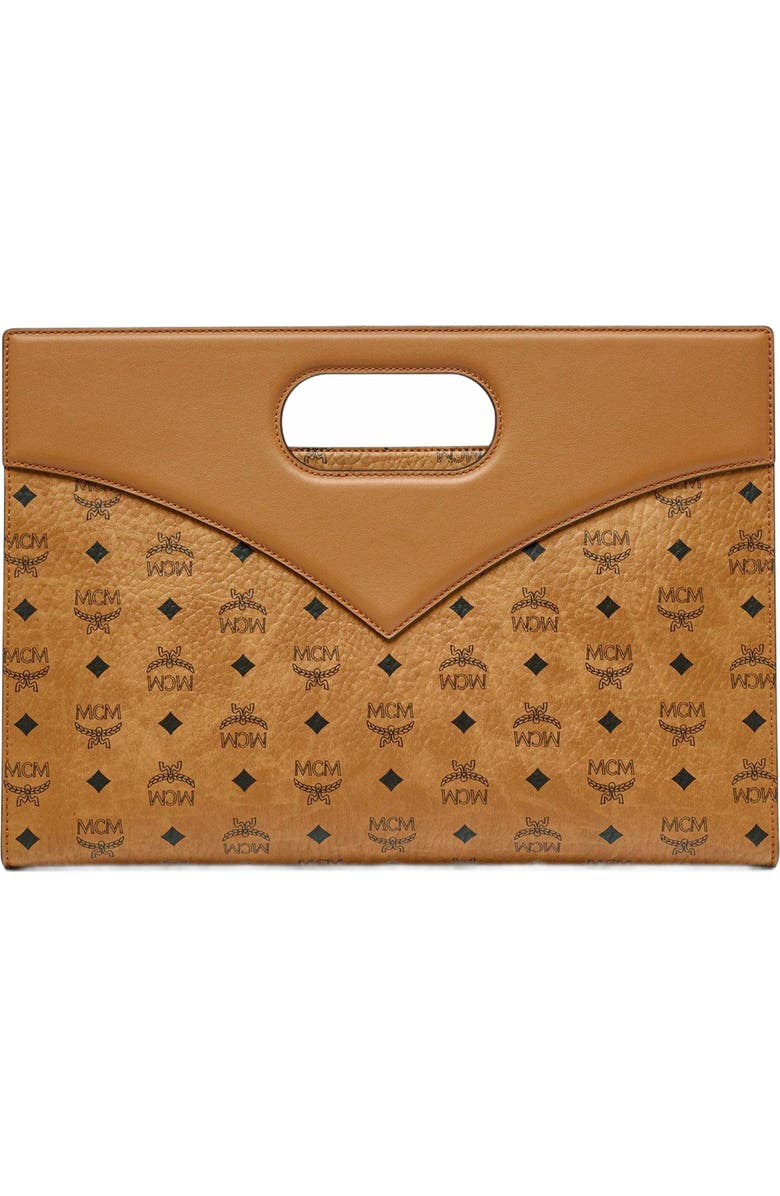 MCM Diamond Tote in Visetos Leather Mix, Alternate, color, Cognac