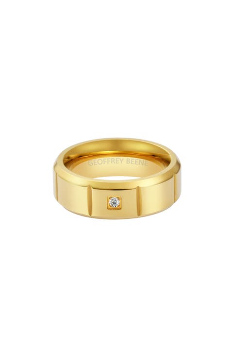 Men's Stainless Steel Cubic Zirconia Band Ring