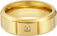 GEOFFREY BEENE Men's Stainless Steel Cubic Zirconia Band Ring