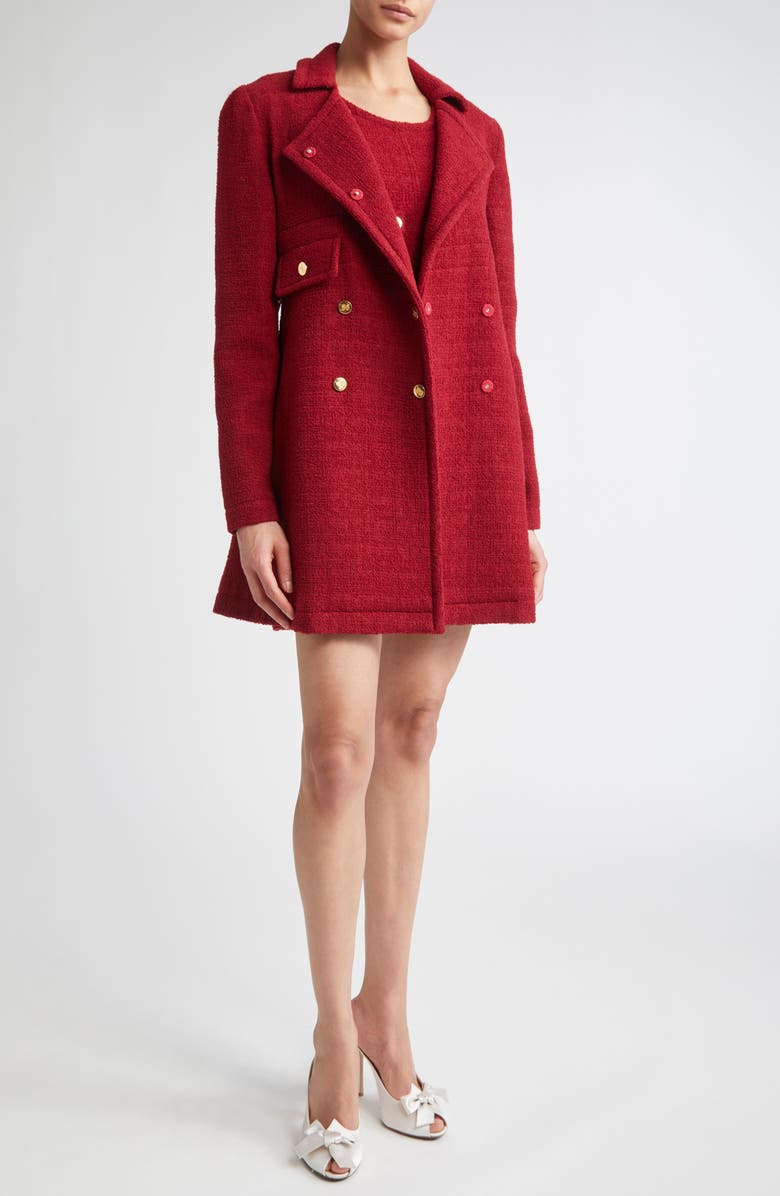 Giambattista Valli Double Breasted Wool Blend Bouclé Jacket, Alternate, color, Titan Red