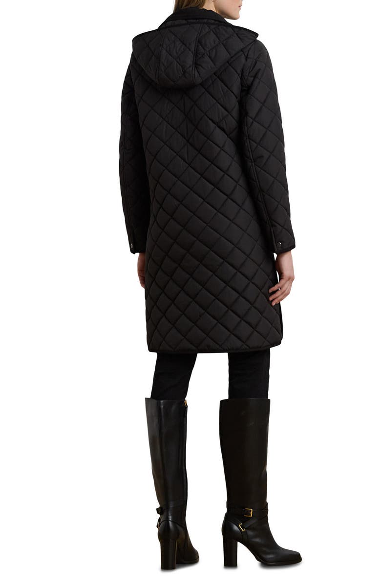 Lauren Ralph Lauren Diamond Quilted Hooded Coat, Alternate, color, Black