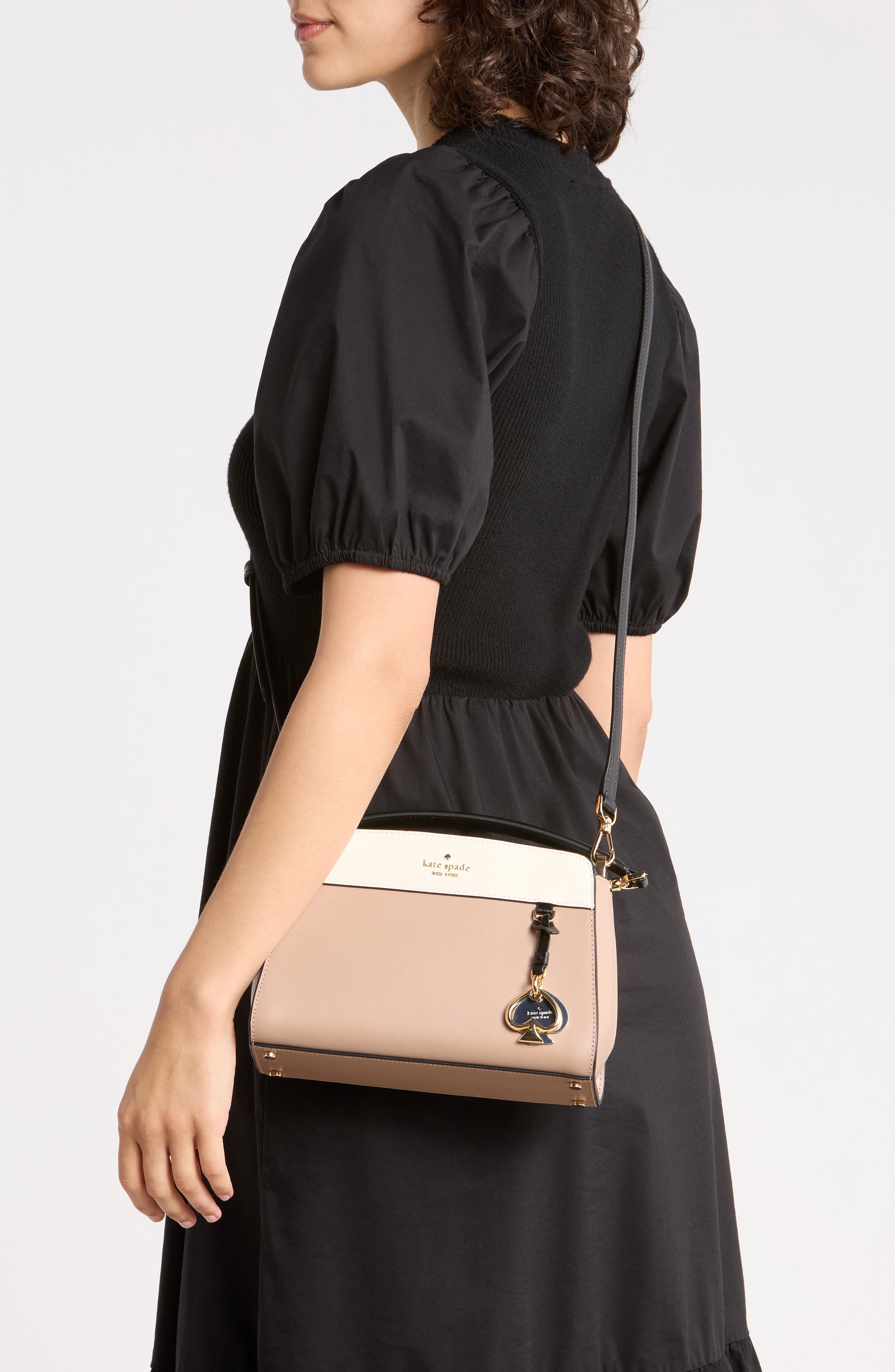 madison colorblock saffiano leather handheld bag, Alternate, color, TOASTED HAZELNUT MULTI