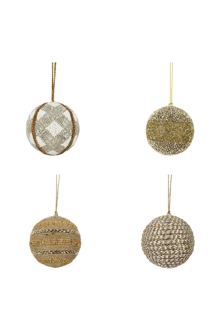 Shimmery, Round Jute Christmas Ornaments, Alternate, color, Earth tones