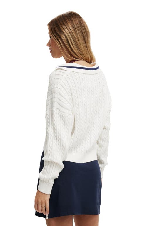 Cotton On Coco Cotton Long Sleeve Polo In White