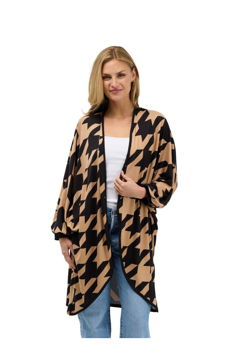 Essential Womens Open Front Cardigan Jacket, Main, color, Brown Multi