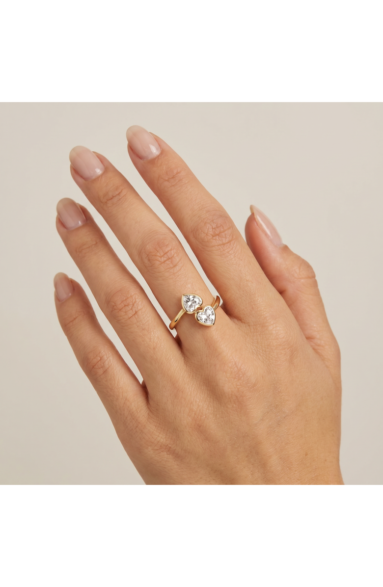 BY ADINA EDEN CZ Double Heart Bezel Wrap Ring, Alternate, color, Gold
