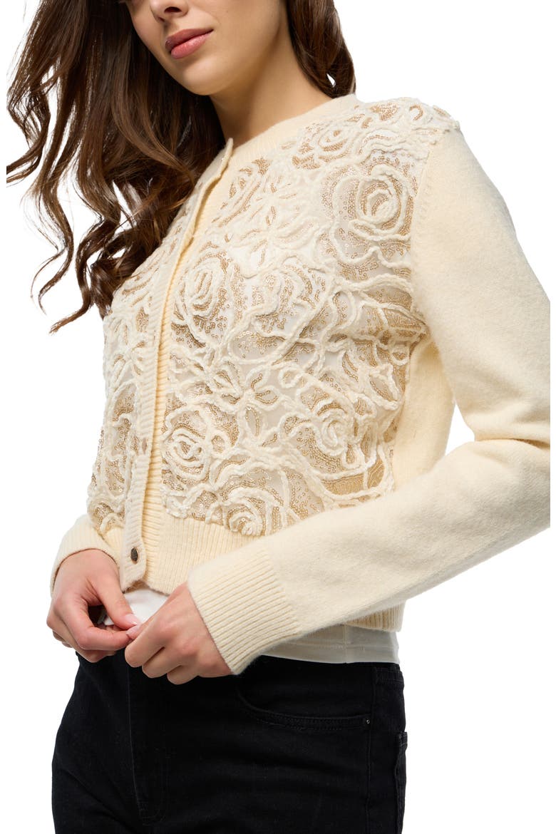 Flora Sketch Cardigan, Alternate, color, IVORY