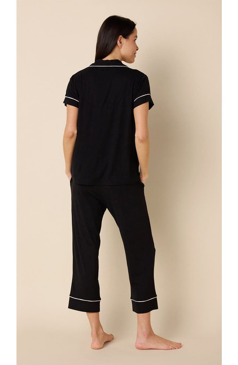The Cat's Pajamas Pima Knit Cropped Pajama Set, Alternate, color, Midnight