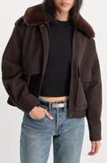 Good American Better Than Leather Faux Leather Bomber Jacket