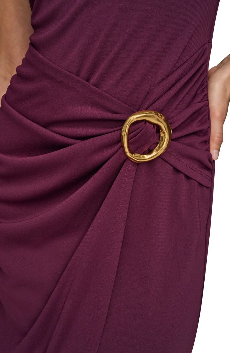 Donna Karan New York Side Buckle Detail Sheath Midi Dress, Alternate, color, Prune