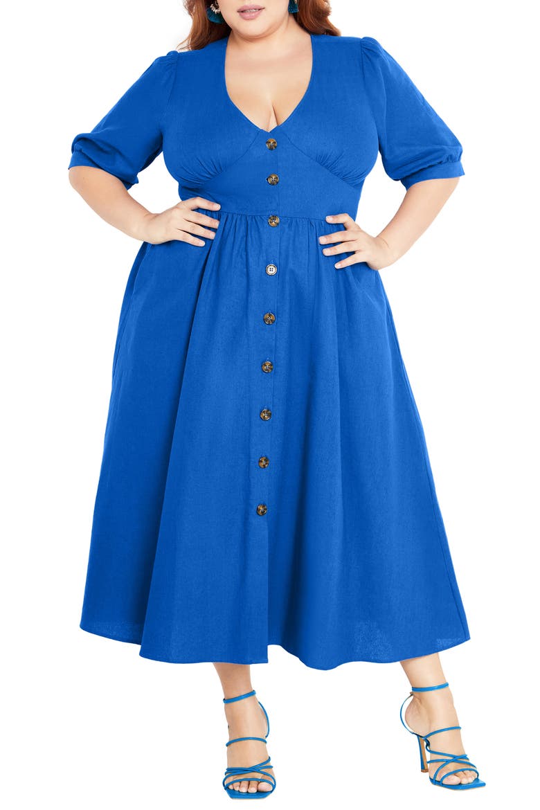 Sunset Stroll Fit & Flare Dress, Main, color, MONACO BLUE