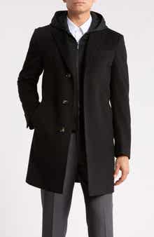Wool Blend Topcoat with Removable Bib