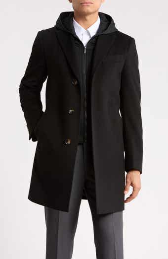 Wool Blend Topcoat with Removable Bib
