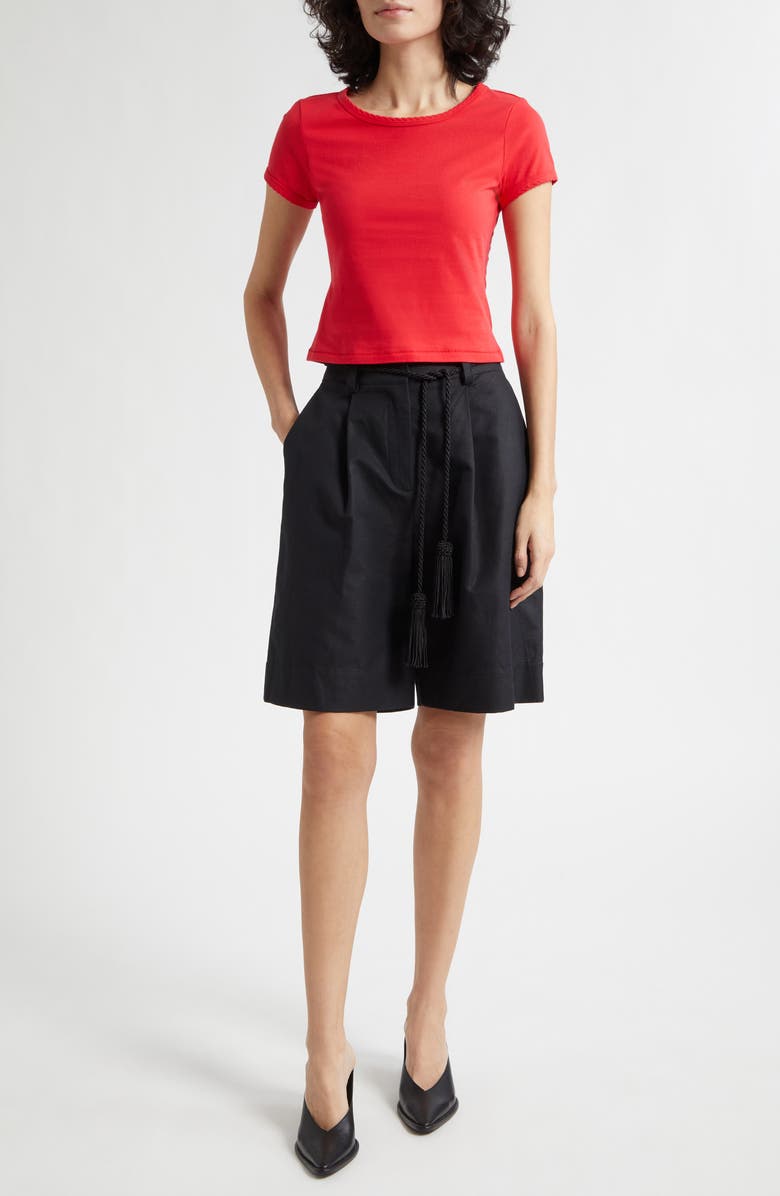 POSSE Yvette High Rise Linen Blend Shorts, Alternate, color, Black