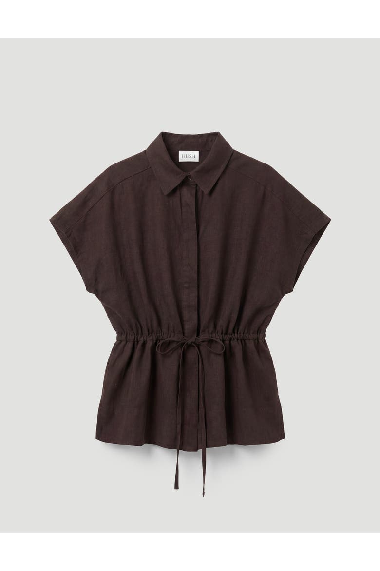 Mirai Linen Blend Short Sleeve Shirt, Alternate, color, Dark Brown