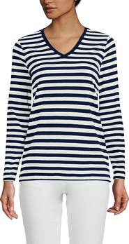 Lands' End Supima Cotton Long Sleeve V-Neck T-Shirt
