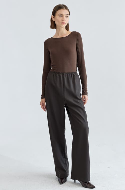 Almina Concept Long Sleeve Boat Tee In Brown