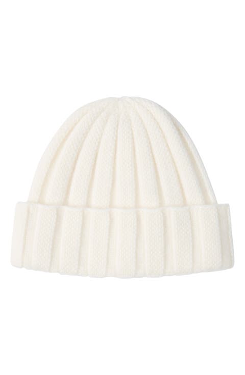 Cable Stitch Cuffed Cashmere Beanie