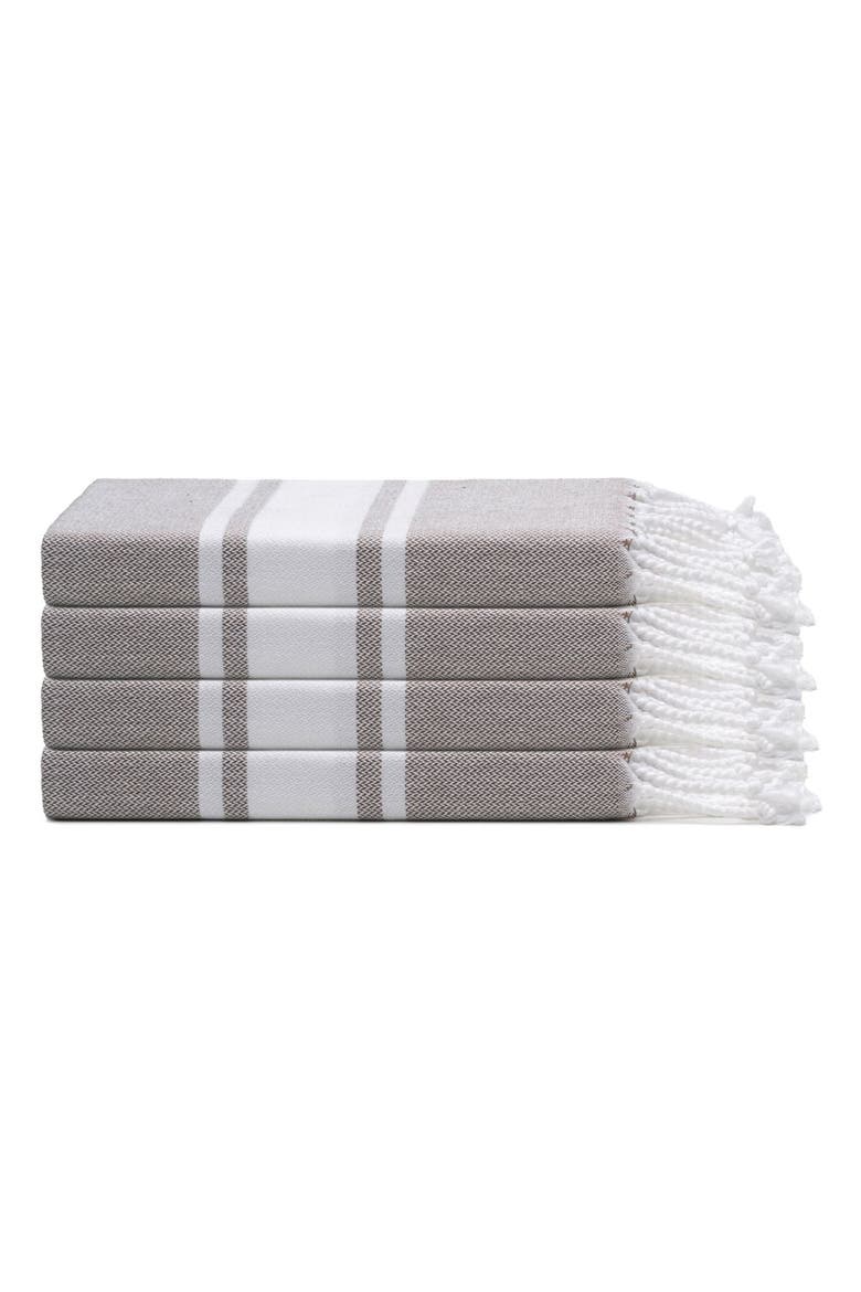 Mono Stripe Turkish Cotton Hand & Kitchen Towel Bundle, Main, color, Taupe Brown